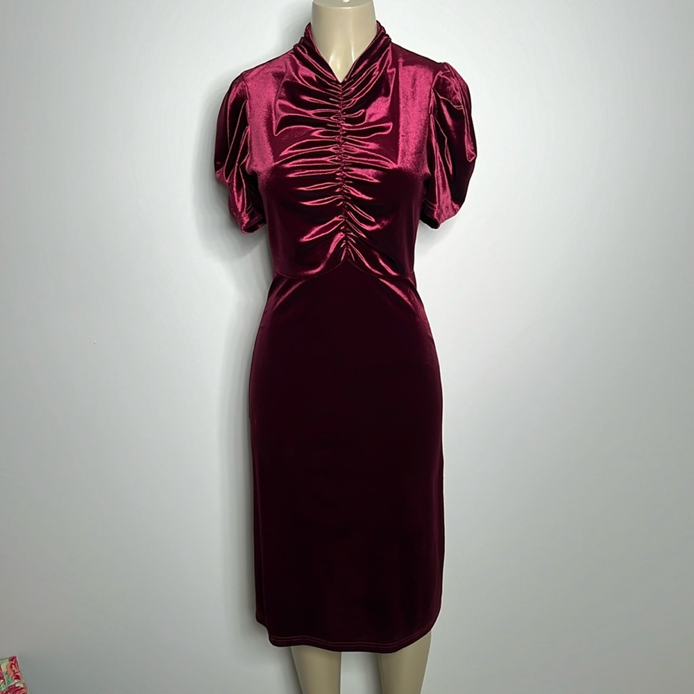 Motf burgandy velour dress NWT